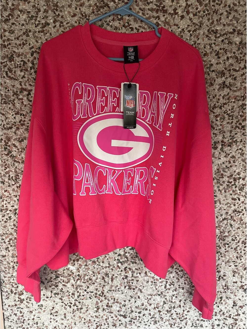 NWT Green Bay Packers Solid Pink Cropped Sweatshirt Womens XXL